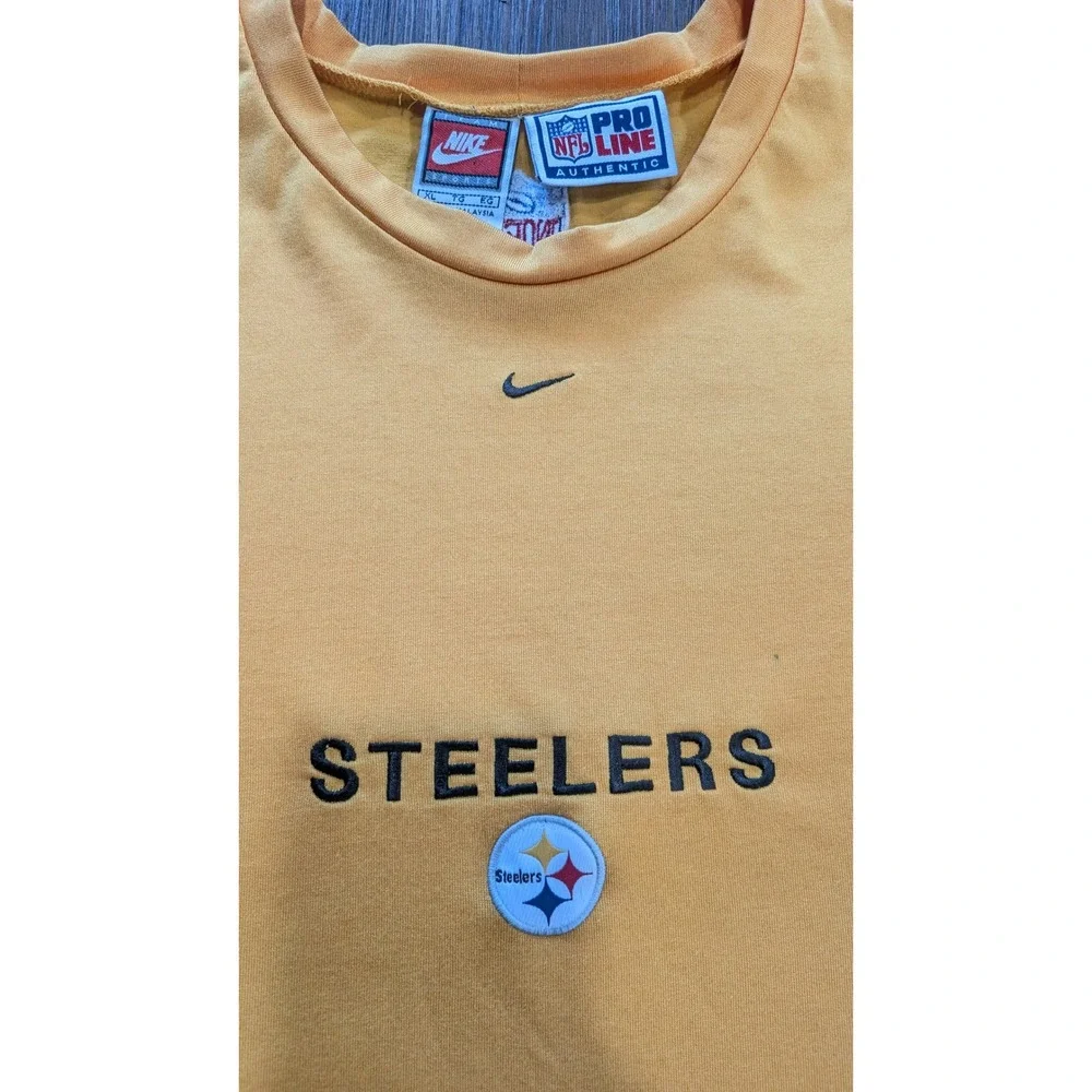 Vintage Nike NFL Pro Line Pittsburgh Steelers Long Sleeve Shirt yellow Mens XL